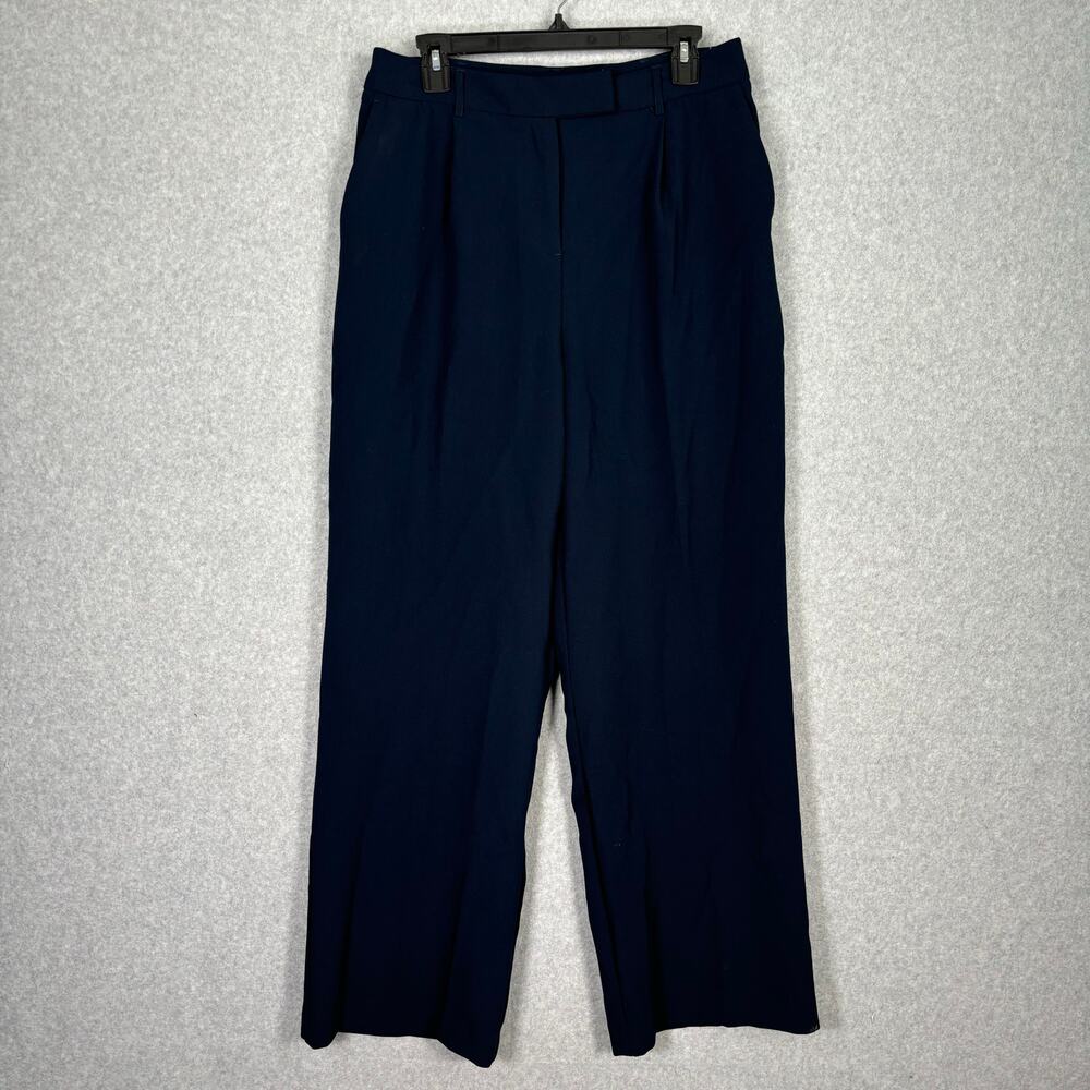 Joie Pleated Trouser Pants Size 8 Navy Minimalist Quiet Luxury Career Church